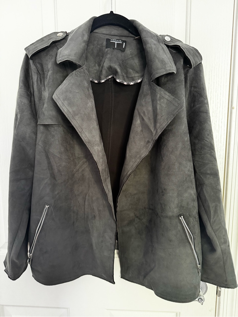 Suede Moto Jacket - Gray